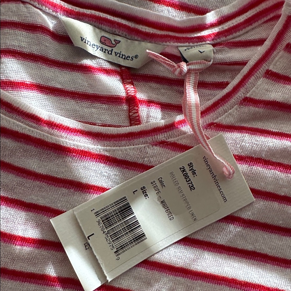 Vineyard Vines Rolled Sleeve Striped Linen Top - Picture 5 of 5